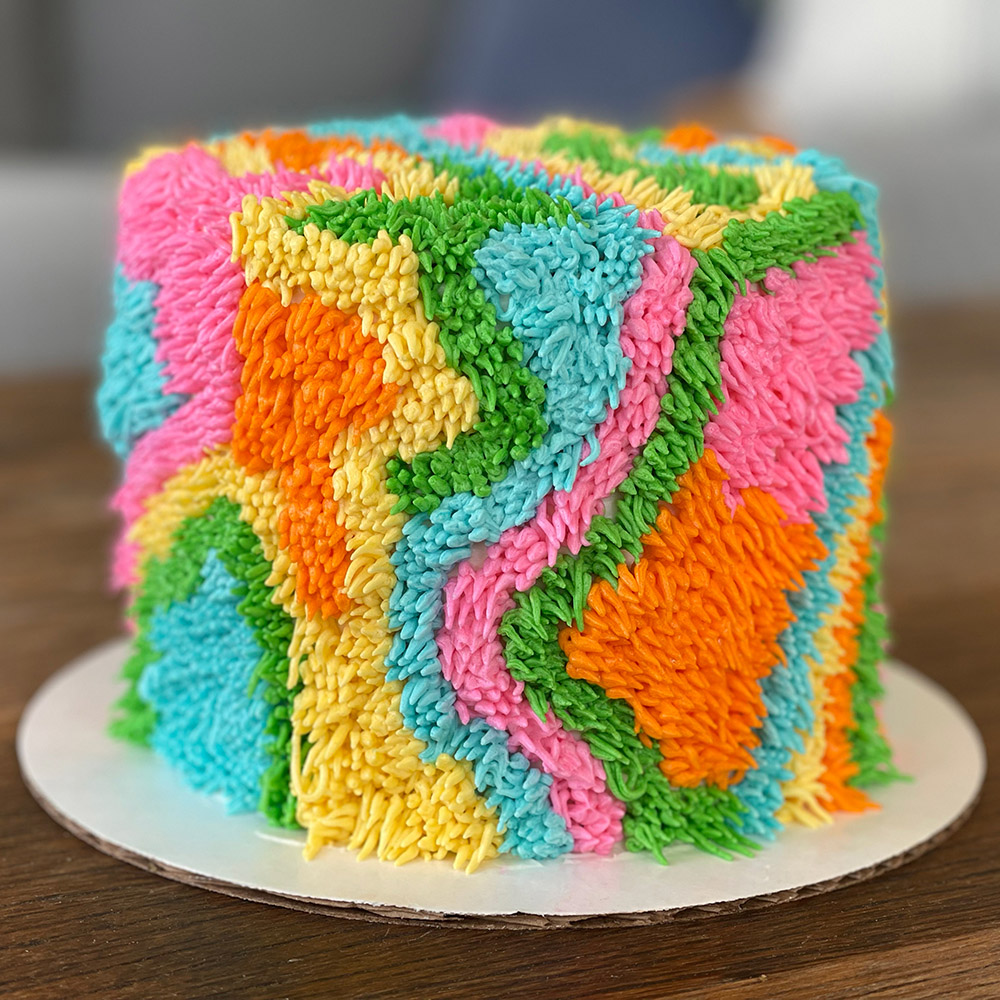 Image of tie die inspired cake